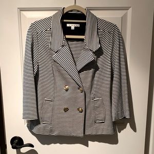 NEW! Navy & White Striped Nautical Vibe Blazer. Size SMALL